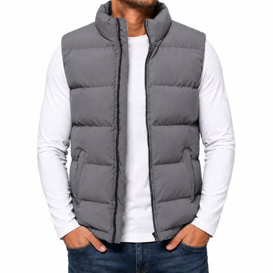 Men's Heavyweight Puffer Bubble Vest in Grey