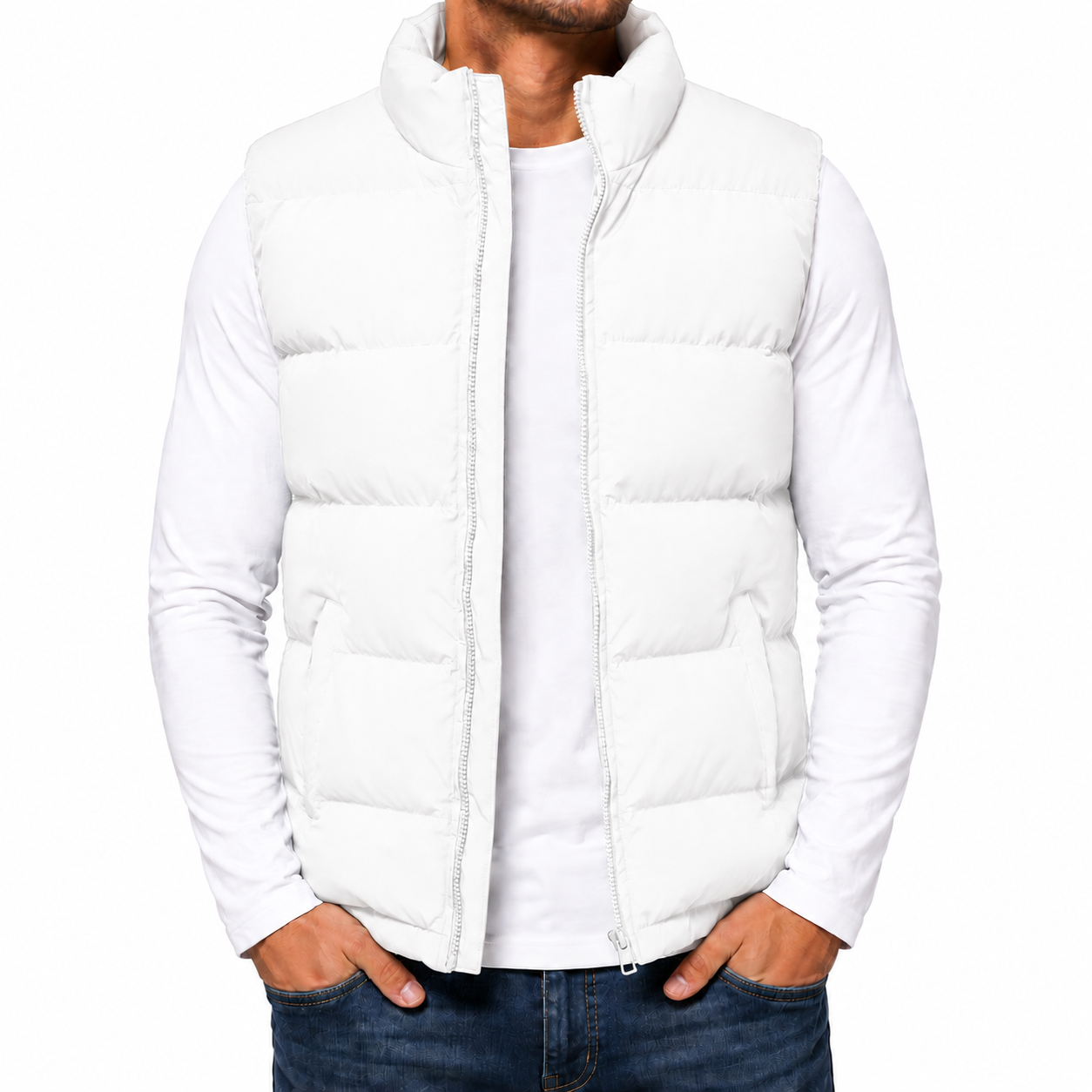 Men's Heavyweight Puffer Bubble Vest in White
