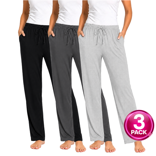Women's 3-Pack Lounge Pants in Black / Charcoal / Heather Grey