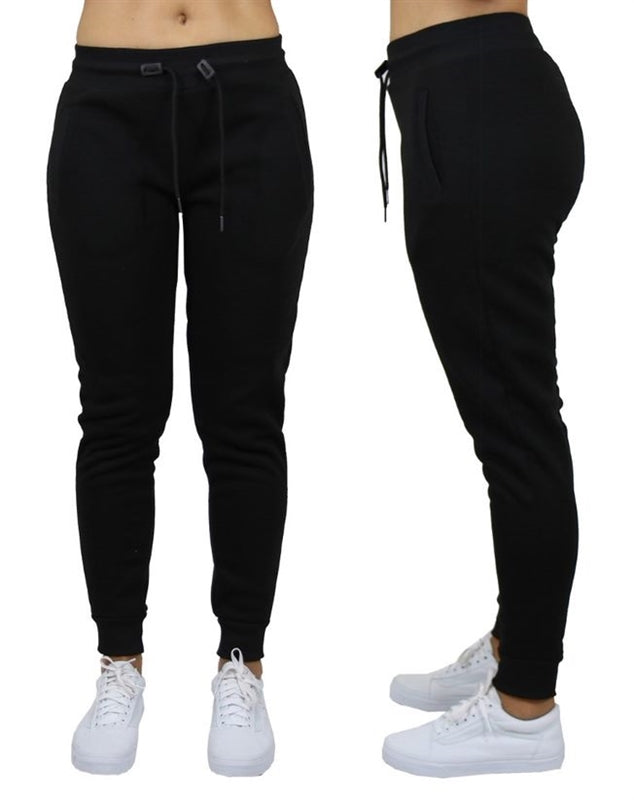 Wholesale Women's Fleece Jogger Sweatpants - Black