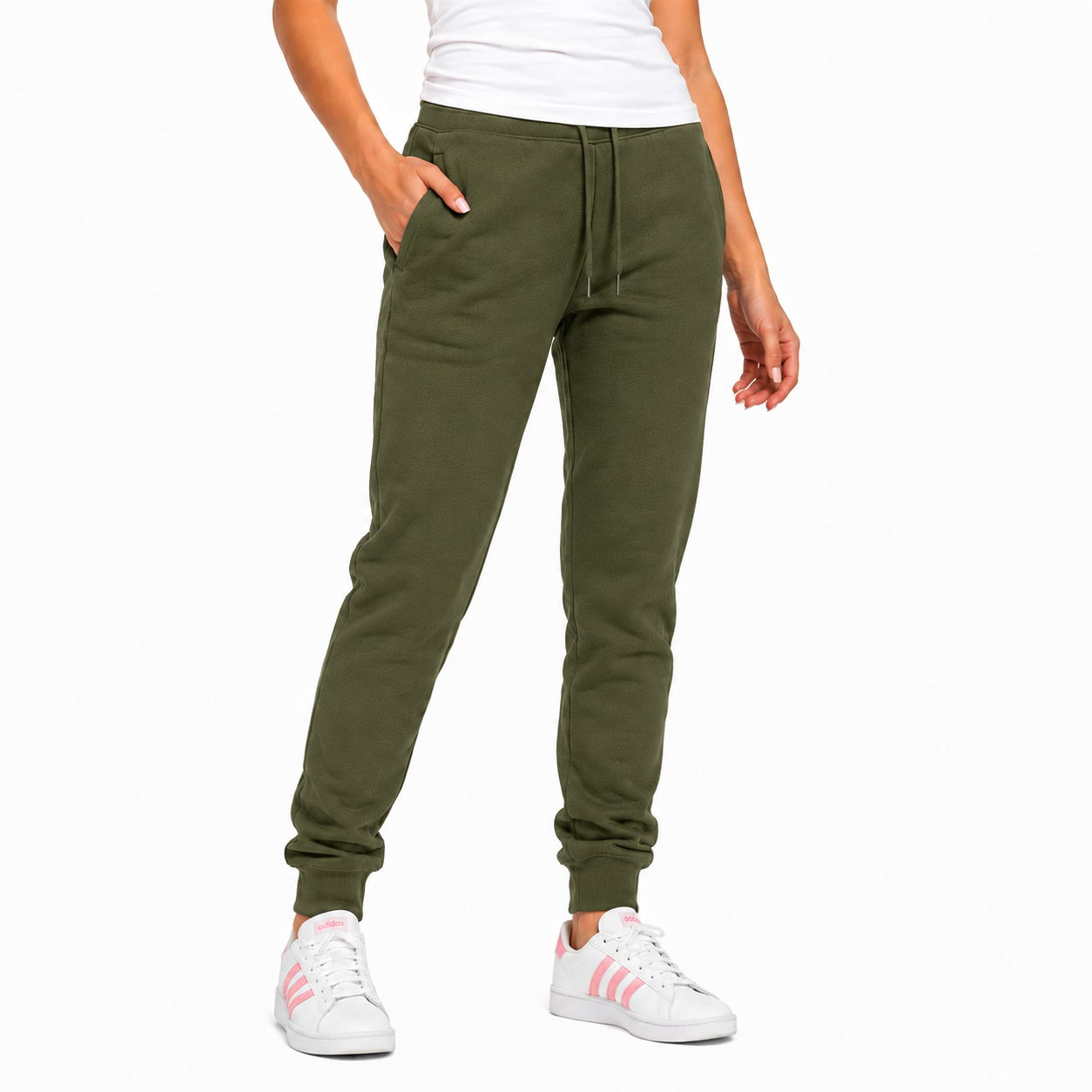 Women's Fleece Athletic Jogger Sweatpants with Drawstring in Olive