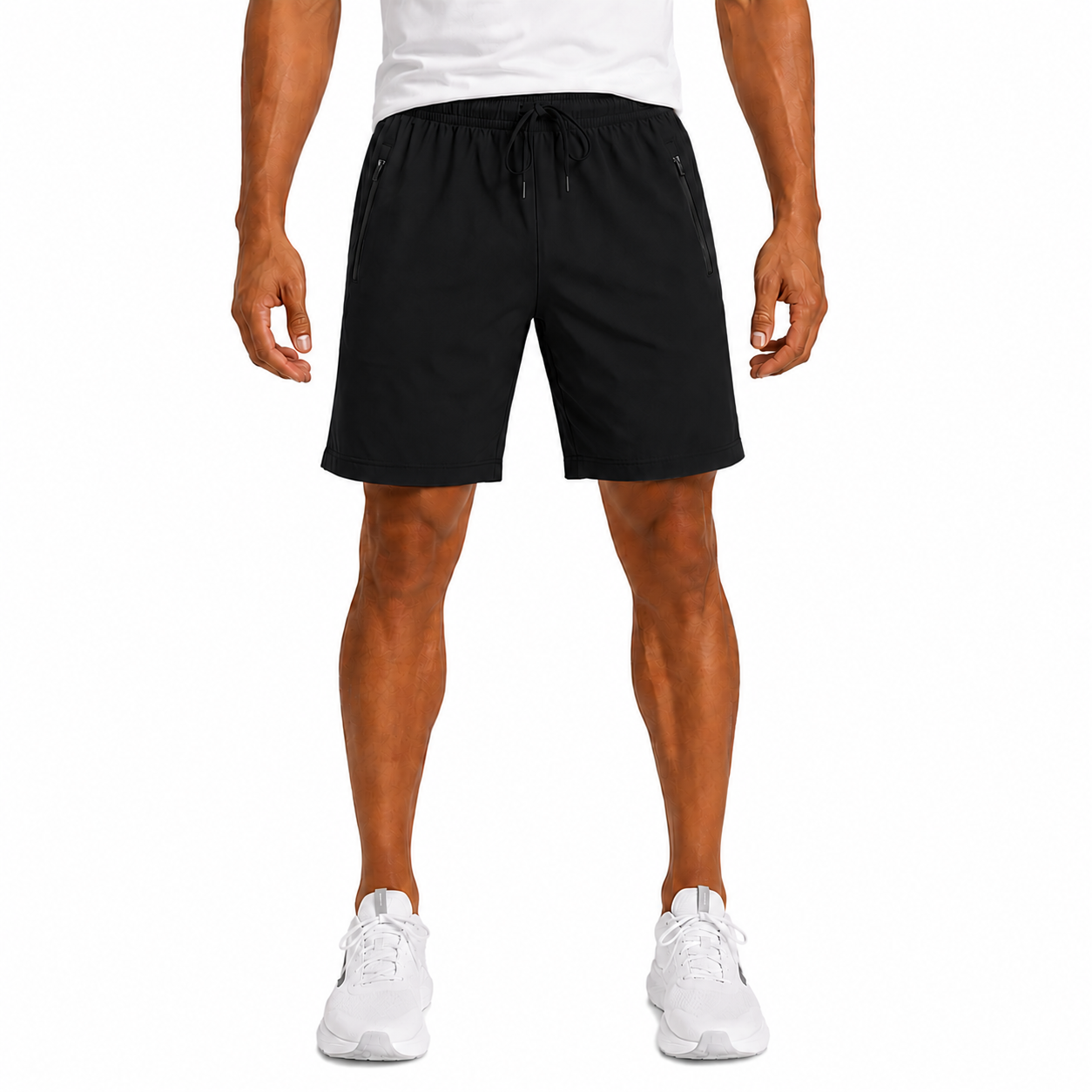 Men's Performance Workout Shorts With Zippered Pockets - Black
