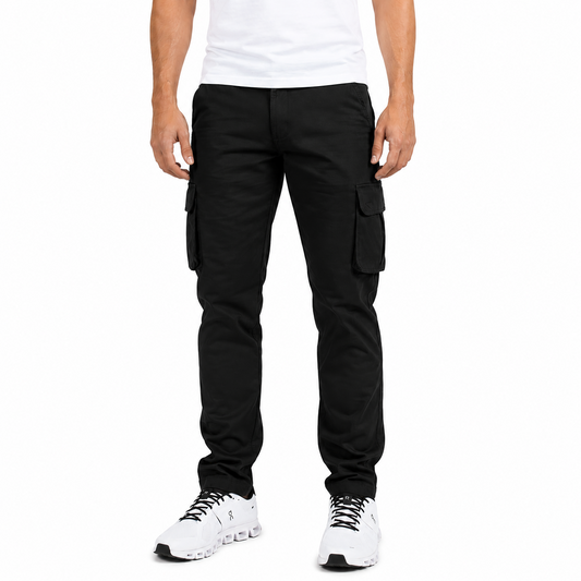 Young Men's Stretch Twill Cargo Pants in Black