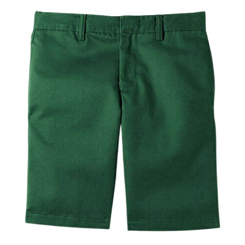 Wholesale Boys School Uniform Flat Front Shorts in Hunter Green