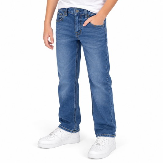 24 Pack - Wholesale Boys 5 Pocket Stretch Jeans in Dark Wash Wash