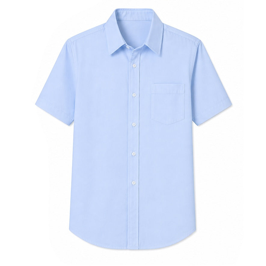 Boys Short Sleeve School Uniform Dress Shirt in Light Blue