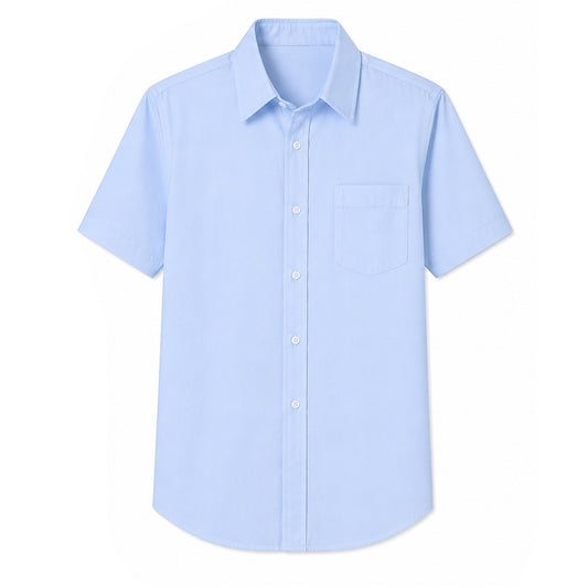 Boys Short Sleeve School Uniform Dress Shirt in Light Blue