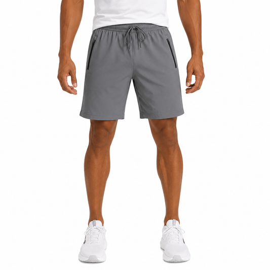 Men's Performance Workout Shorts With Zippered Pockets - Charcoal