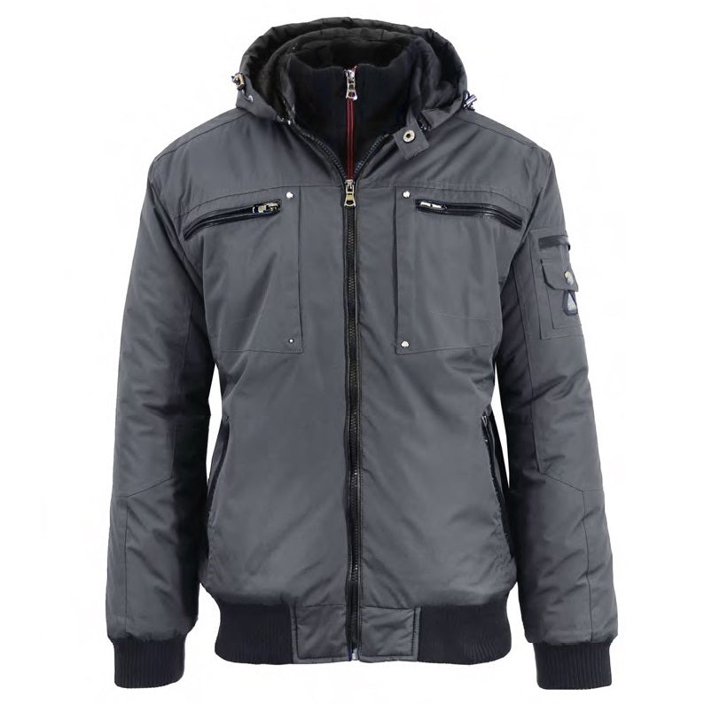 Men's Heavyweight Motorcycle Bomber Jacket in Charcoal