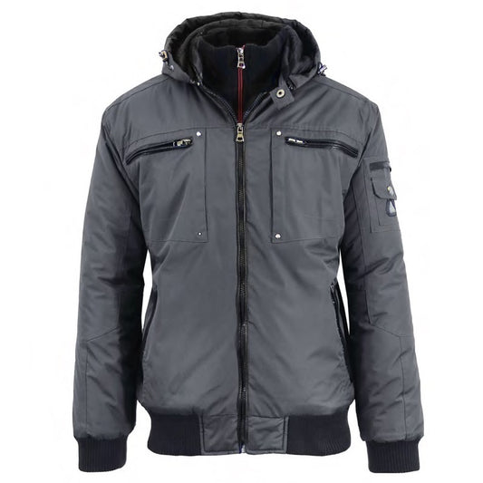 Men's Heavyweight Motorcycle Bomber Jacket in Charcoal