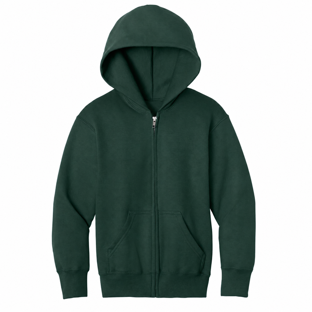 24 Pack Wholesale Youth Fleece Zip Up Hooded Sweatshirt in Dark Green