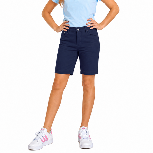 Girls Stretch School Uniform Shorts in Navy