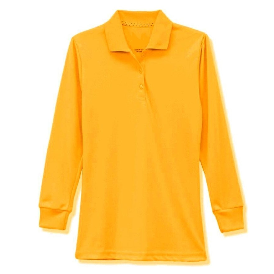 Wholesale Girls Long Sleeve Knit Polo in Gold