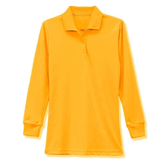 Wholesale Girls Long Sleeve Knit Polo in Gold