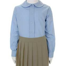Wholesale Girl's long Sleeve Peter Pan Collar Blouse School Uniform in Light Blue