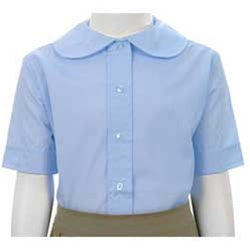 Wholesale Girl's Short Sleeve Peter Pan Collar Blouse School Uniform in Blue