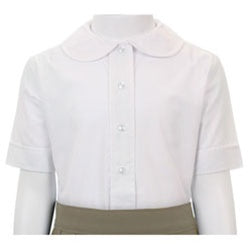 Wholesale Girl's Short Sleeve Peter Pan Collar Blouse School Uniform in White