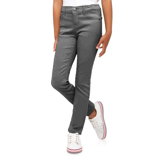 Wholesale Girl's School Uniform Super Stretch Skinny Pants in Grey