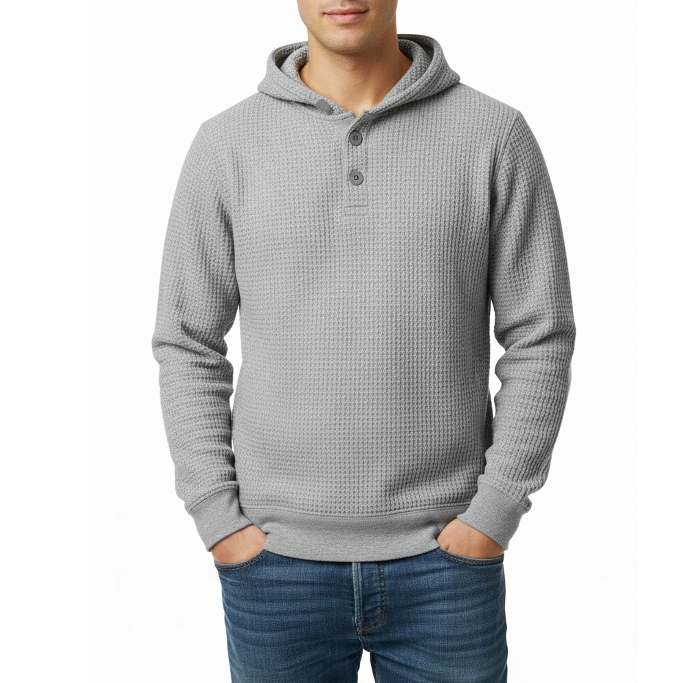 knit pullover waffle knit henley hoodie