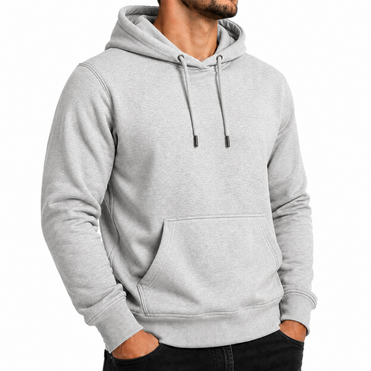Men's Heavyweight Fleece-Lined Soft Pullover Hoodie in Heather Grey