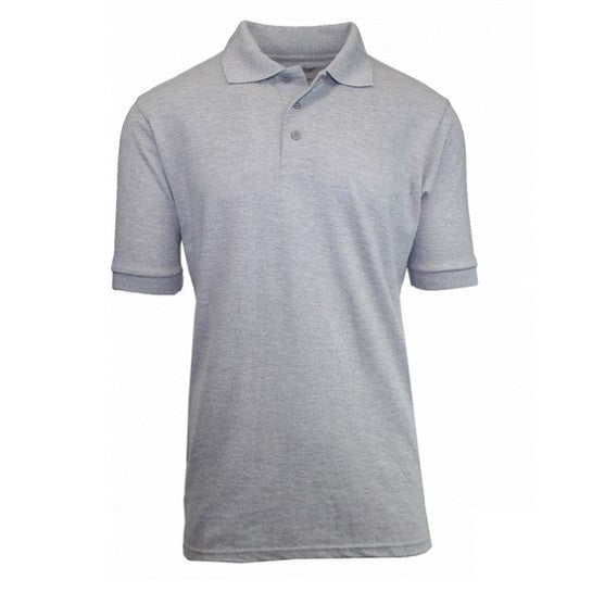 Adult Size Unisex Short Sleeve Pique Polo Shirt in Heather Grey