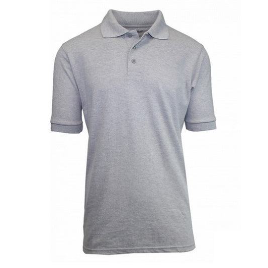 Adult Size Unisex Short Sleeve Pique Polo Shirt in Heather Grey