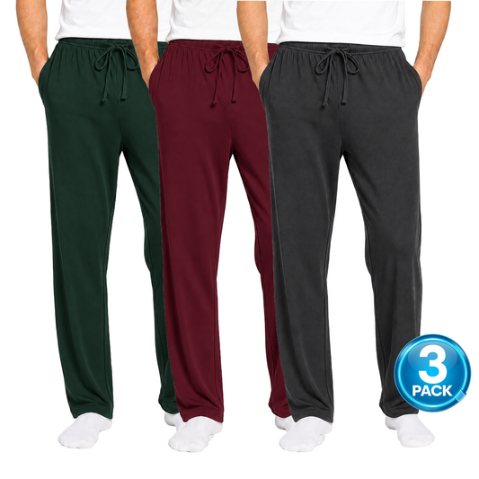 Men's 3-Pack Lounge Pants in Dark Green / Burgundy / Charcoal