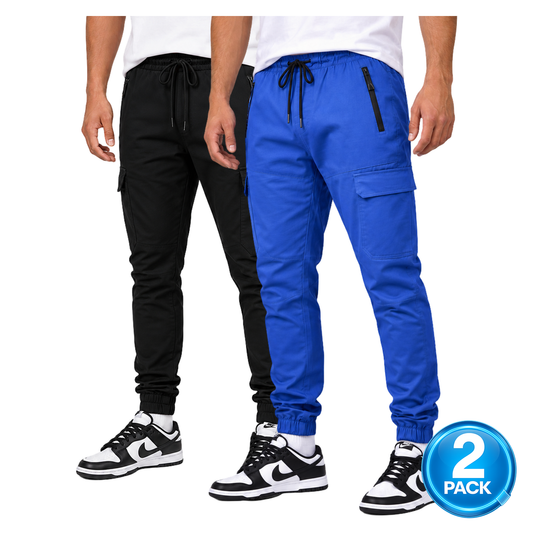 Men's 2-Pack Cotton Flex-Stretch Cargo Jogger in Royal Blue / Black