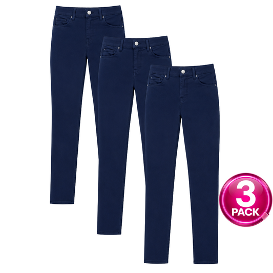 Young Women's 3-Pack Super Stretch Skinny School Uniform Pants in Navy