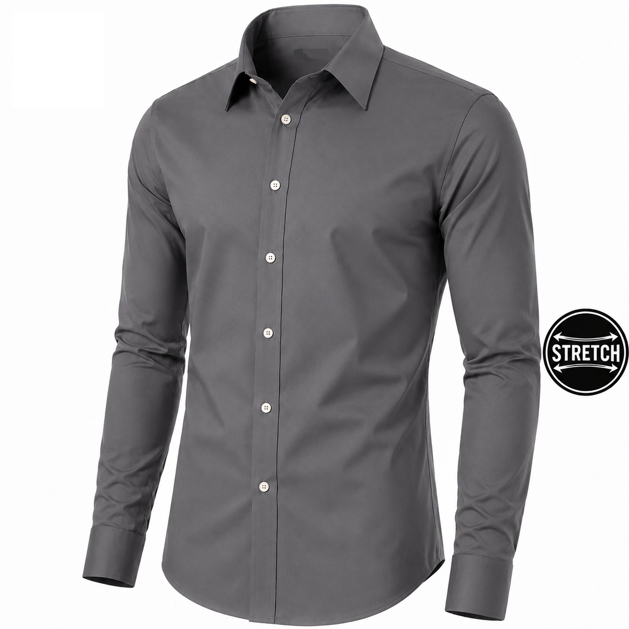 Men's Long Sleeve Flex Stretch Dress Shirt in Grey