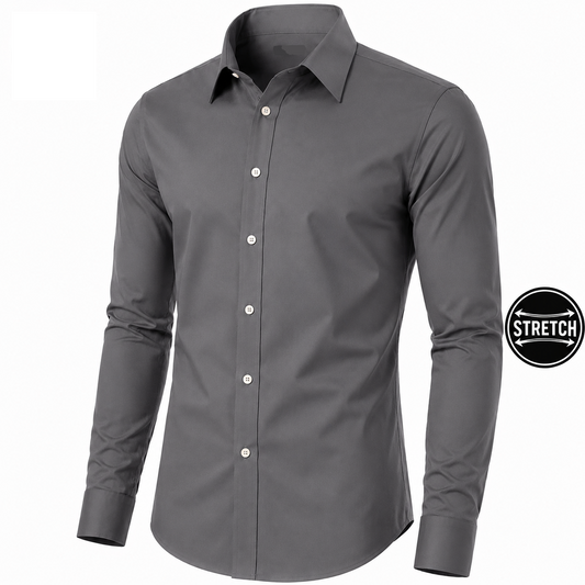 Men's Long Sleeve Flex Stretch Dress Shirt in Grey