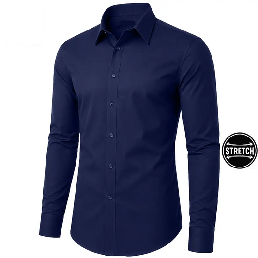 Men's Long Sleeve Flex Stretch Dress Shirt in Navy