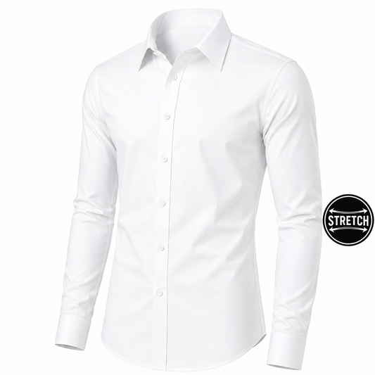 Men's Long Sleeve Flex Stretch Dress Shirt in White