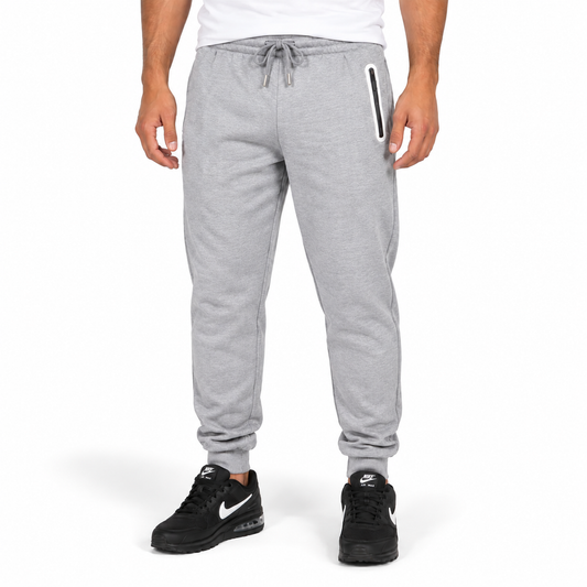 Men's Fleece-Lined Jogger With Heat Seal Zipper Side Pockets in Heather Grey