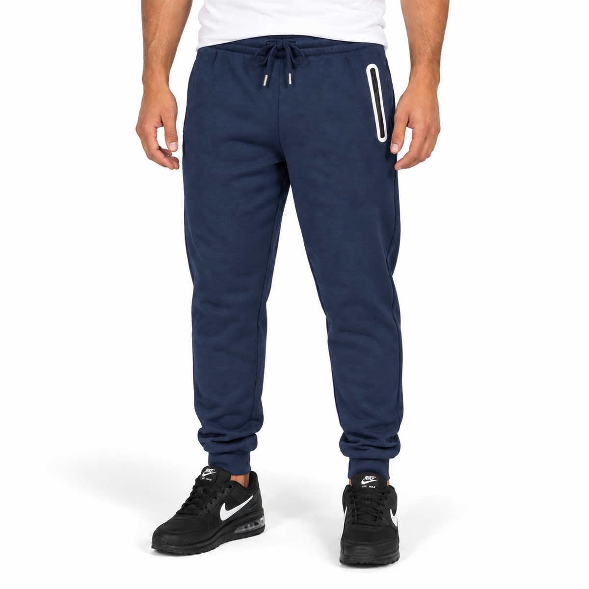 Men's Fleece-Lined Jogger With Heat Seal Zipper Side Pockets in Navy