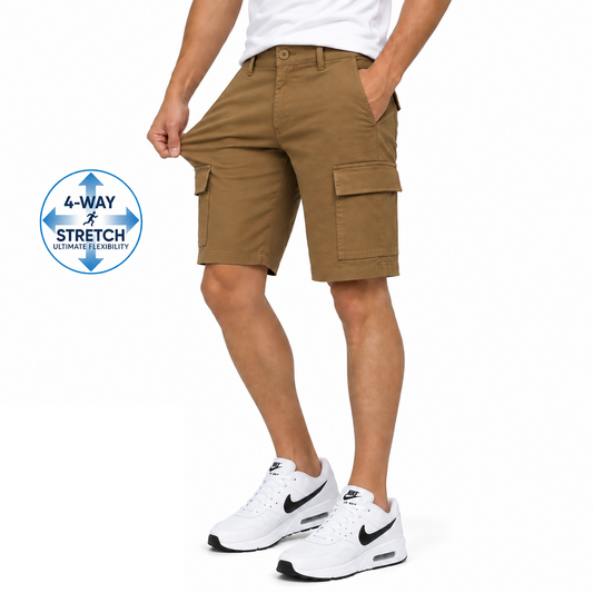 Men's Super Stretch Cargo Shorts with Zipper Pockets in Timber