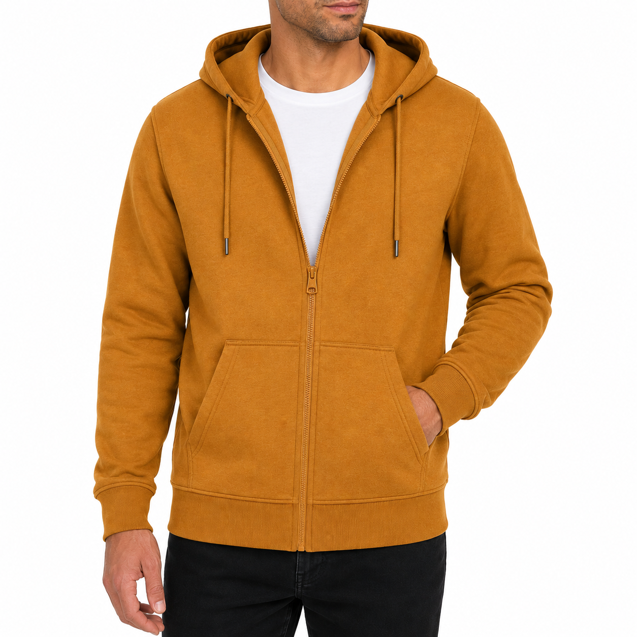 Men's Fleece-Lined Premium Full Zip Hoodie in Bronze