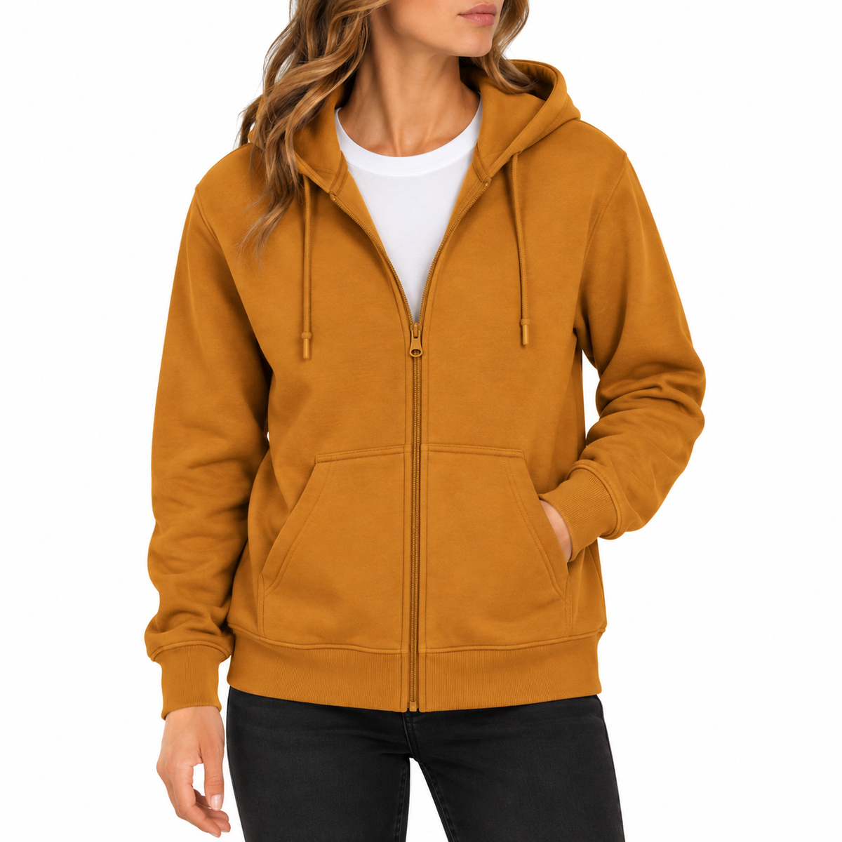 Women's Fleece-Lined Premium Full Zip Hoodie in Bronze