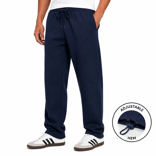 Men's Classic Fleece Sweatpants with Adjustable Drawcord Bottom in Navy