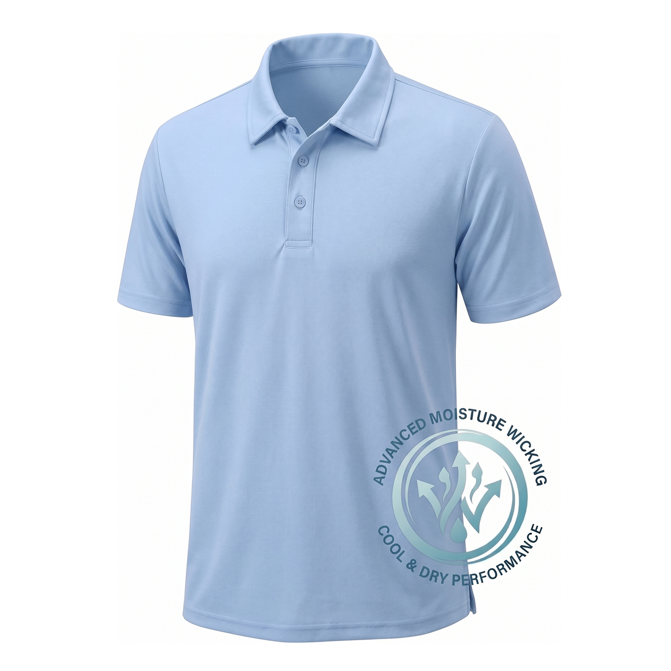 Men's Short Sleeve Performance Polo Shirt in Light Blue