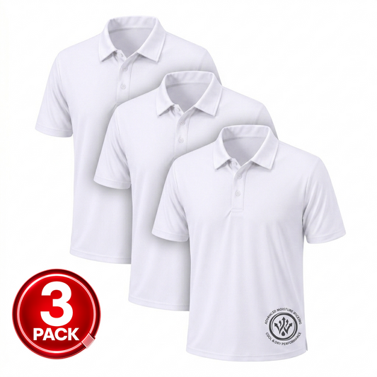 Men's 3-Pack Short Sleeve Performance Polo Shirt in White