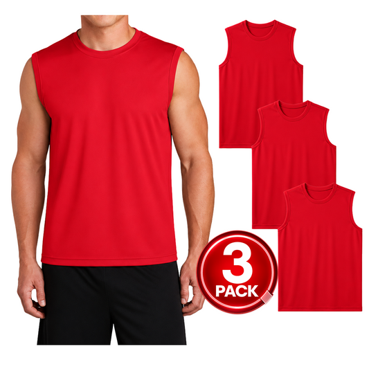 Men's 3-Pack Dri-Fit Performance Muscle T-Shirt in Red