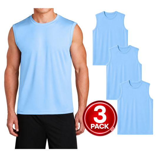Men's 3-Pack Dri-Fit Performance Muscle T-Shirt in Light Blue