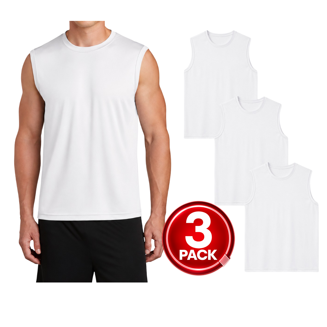 Men's 3-Pack Dri-Fit Performance Muscle T-Shirt in White