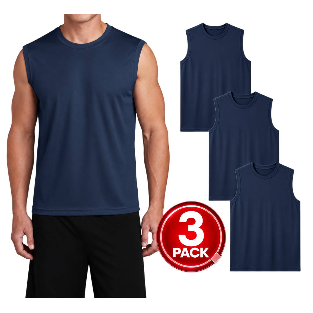 Men's 3-Pack Dri-Fit Performance Muscle T-Shirt in Navy