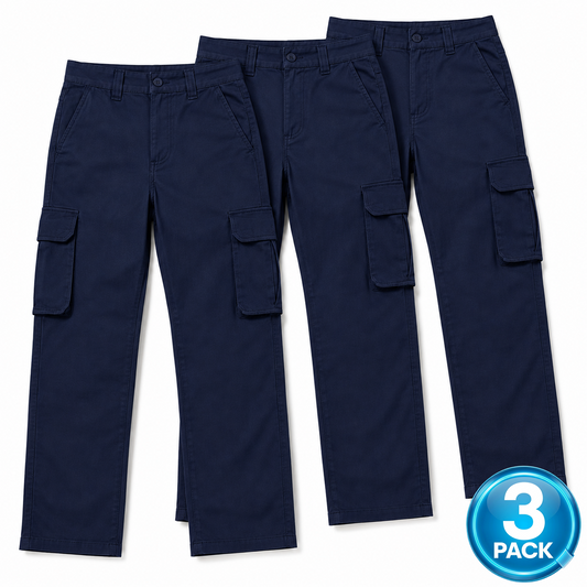 Young Men's 3-Pack Stretch Twill Cargo Pants in Navy