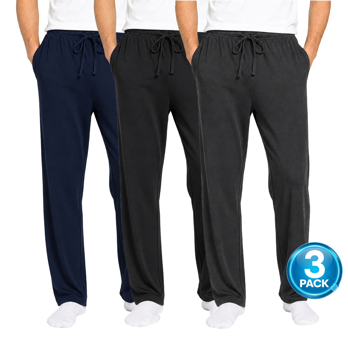 Men's 3-Pack Lounge Pants in Navy / Black / Charcoal