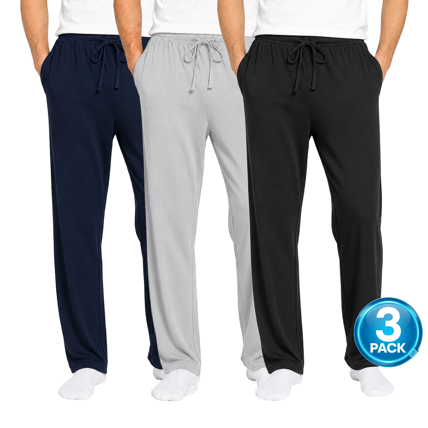 Men's 3-Pack Lounge Pants in Navy / Heather Grey / Black