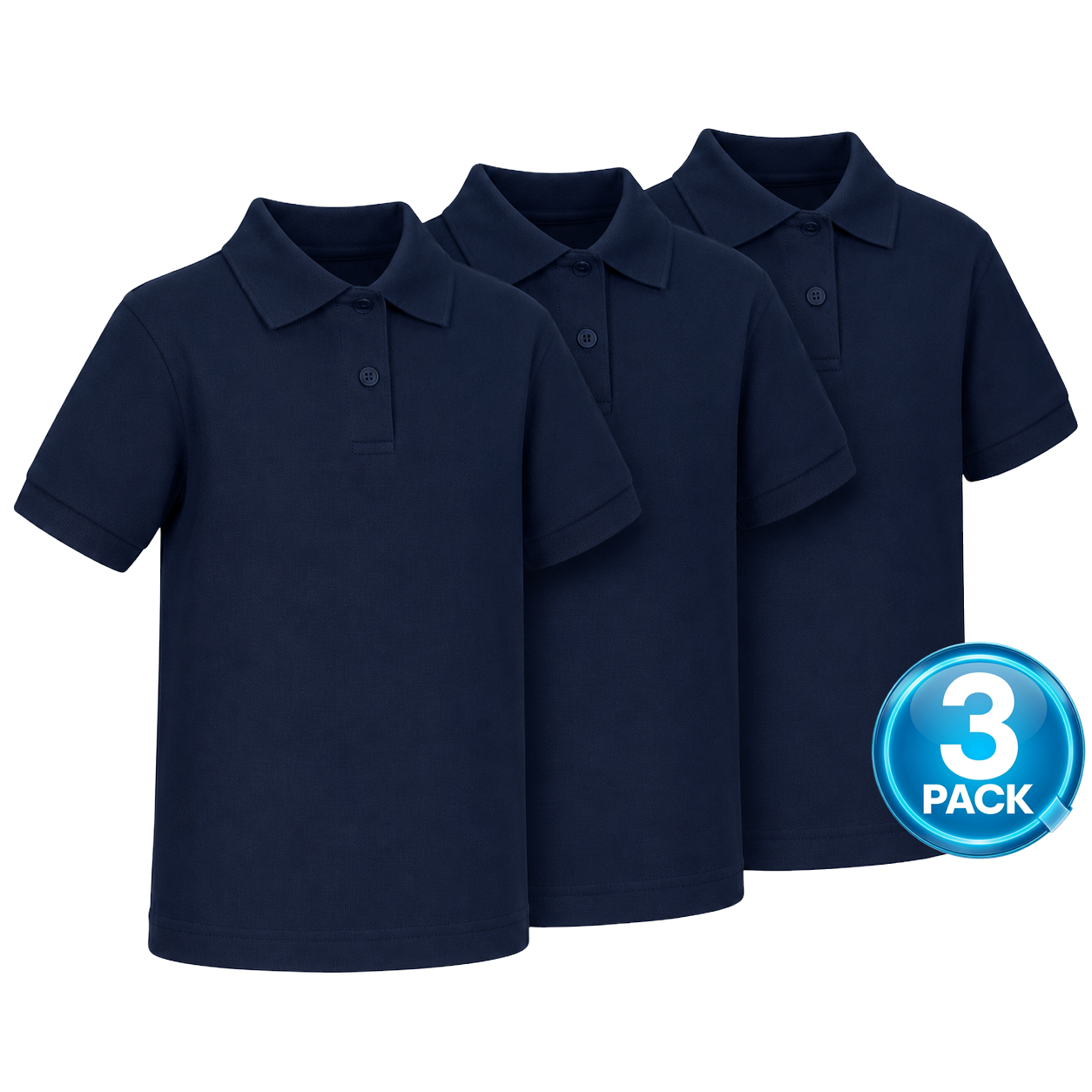 Toddler 3-Pack Short Sleeve School Uniform Polo Shirt in Navy