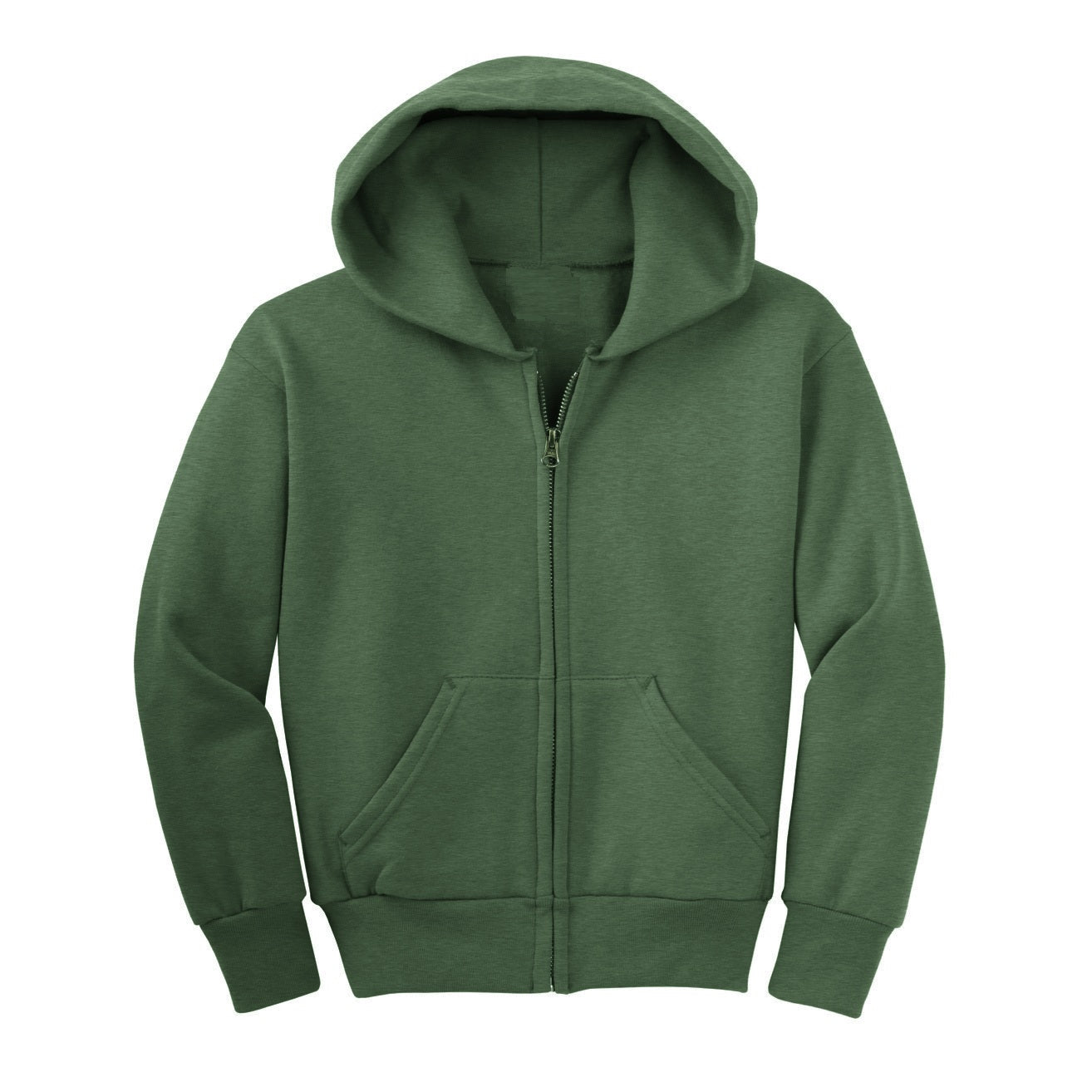 Wholesale Youth Fleece Zip Up Hooded Sweatshirt in Olive